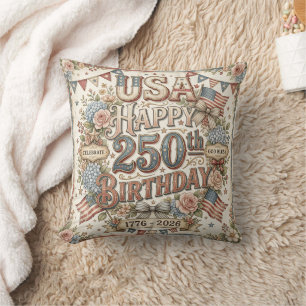 Shabby Chic USA 250. Geburtstags-Blumenkissen Kissen