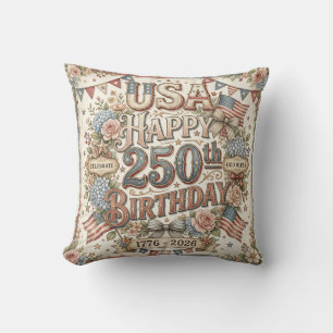 Shabby Chic USA 250. Geburtstags-Blumenkissen Kissen
