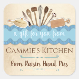 Shabby Chic-Utensilien personalisiert hausgemacht  Quadratischer Aufkleber