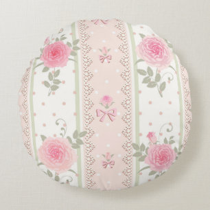 Shabby chic,viktorianisch,blumig,Tapete,vintage, Rundes Kissen