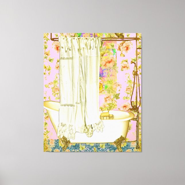 Shabby Chic Viktorianisch Tub Messingbefestigungen Leinwanddruck (Vorderseite)