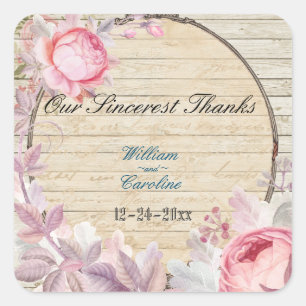 Shabby Chic Viktorianische Blume Vielen Dank Aufkl Quadratischer Aufkleber