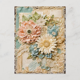 Shabby Chic Vintag Blume Collage Feiertagspostkarte