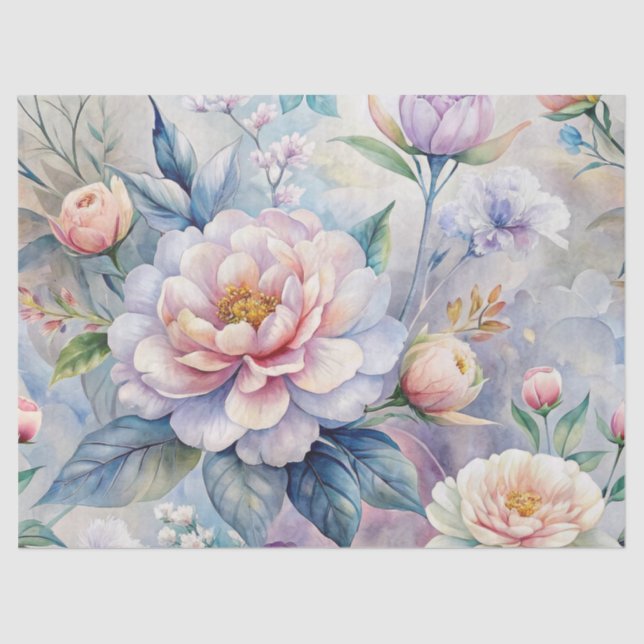 Shabby Chic Vintag Inspiriert Pastel Floral Seidenpapier (Vorderseite)