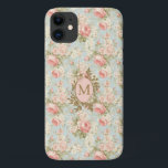 Shabby Chic Vintag rosa Rosen Floral Monogramm Case-Mate iPhone Hülle<br><div class="desc">Dieses elegante, Vintage Shabby Chic mit Blumenkohl, Viktorianischem Rosa und Rosen auf einem hellentinischen Ei-blauen Hintergrund, verleiht diesem Cover einen raffinierten und charmanten Look. Aus hochwertigen Materialien gefertigt, bietet es einen hervorragenden Schutz gegen Kratzer, Stoßfänger und täglichen Verschleiß. Personalisieren Sie es mit einem Monogramm für eine einmalige Touch und machen...</div>