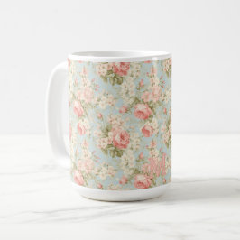 Shabby Chic Vintag rosa Rosen Floral Monogramm Kaffeetasse
