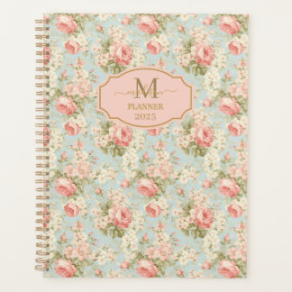 Shabby Chic Vintag rosa Rosen Floral Monogramm Planer
