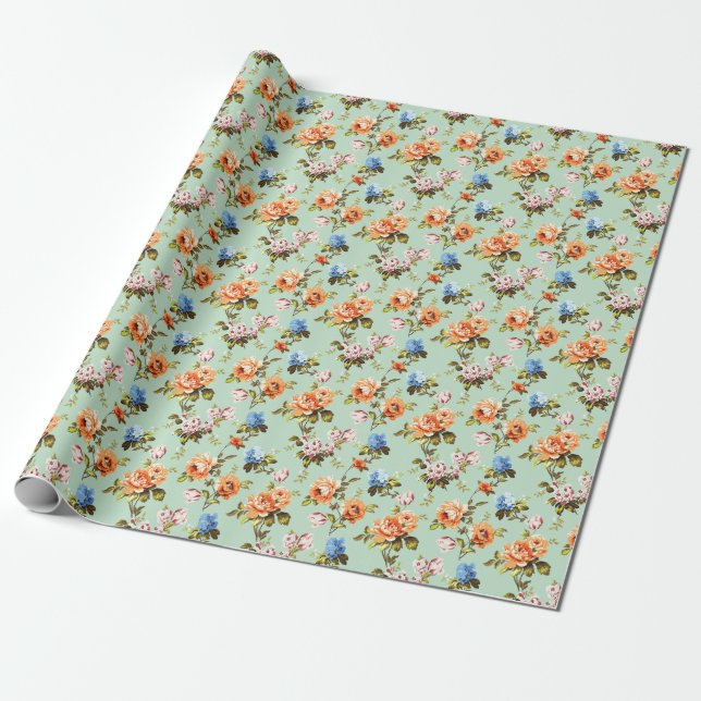 Shabby Chic Vintag Rose Muster Geschenkpapier (Ungerollt)