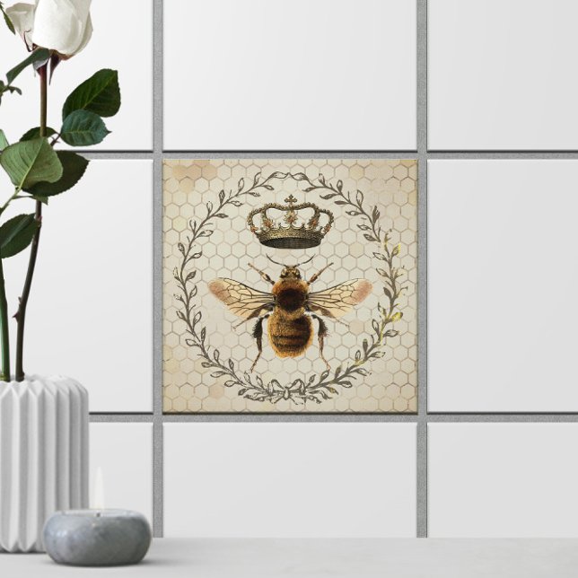 Shabby Chic 🐝 Vintage BienenIllustration Fliese (Shabby Chic 🐝 Vintage Queen Bee Illustration Ceramic Tile
)