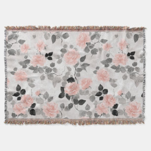 Shabby Chic Vintage Blumenmuster Rosa Rosen Elegan Decke