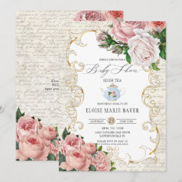 Shabby Chic Vintage Französische Rose Babydusche I Einladung