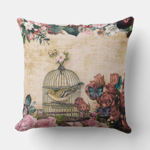 Shabby Chic, Vintage Kollusion, Vögel, Schmetterl Kissen