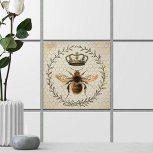 Shabby Chic 🐝 Vintage Königin Biene Illustration Fliese