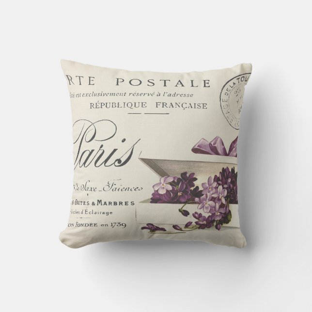 Shabby Chic, Vintage Lila, Leinen aus französische Kissen (Vorderseite)