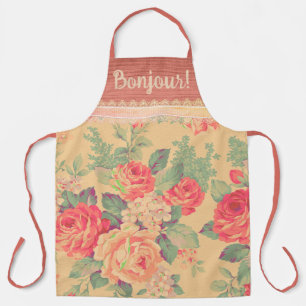 Shabby Chic Vintage Rose Bonjour Schürze
