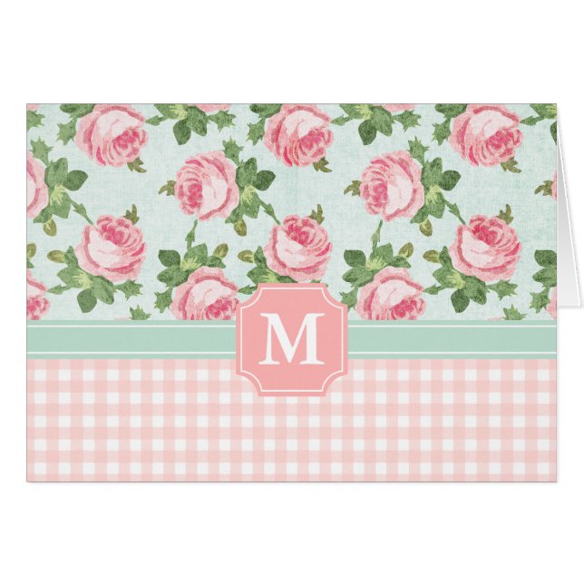 Shabby & Chic Vintage Rose Floral Personalisiert (Vorderseite (Horizontal))