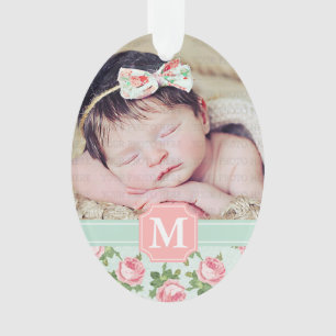 Shabby & Chic Vintage Rose Floral Personalisiert Ornament