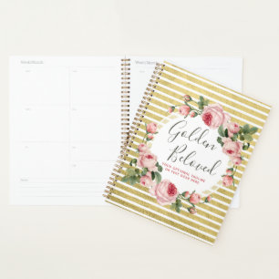 Shabby Chic Vintage Rose & Moderne Goldstreifen Planer