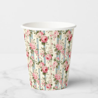 Shabby Chic Vintage Rose Pappbecher
