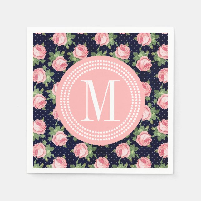 Shabby & Chic Vintage Rose Personalisiert Serviette (Vorderseite)