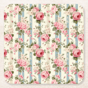 Shabby Chic Vintage Rose Rechteckiger Pappuntersetzer