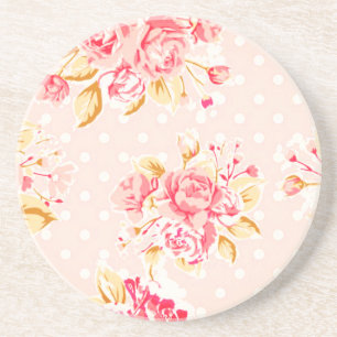 Shabby Chic Vintage Rosen Punkt Sandstein Unterset Getränkeuntersetzer