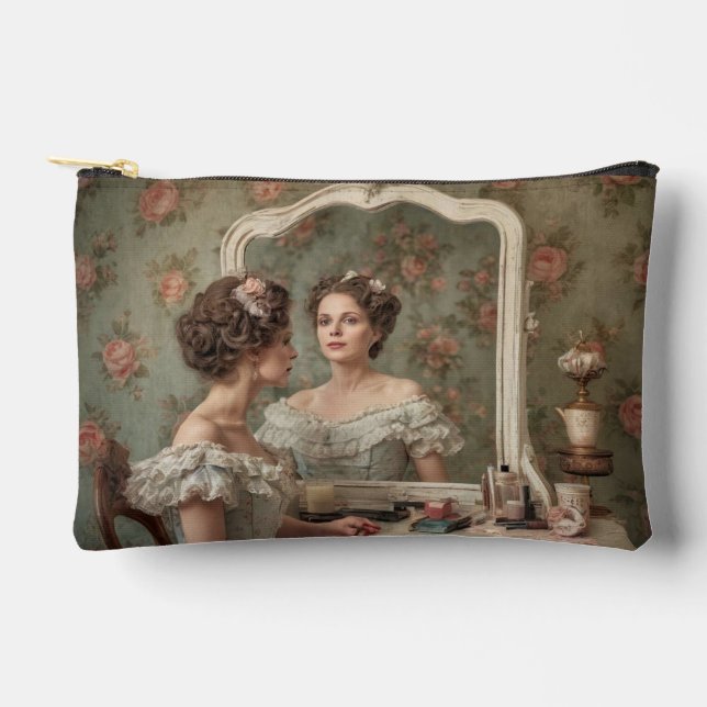 Shabby Chic Vintage Victorian Woman Zubehörtasche (Vorderseite)