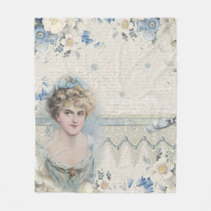 Shabby Chic Vintage Viktorianische Dame mit Blume Fleecedecke