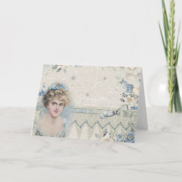 Shabby Chic Vintage Viktorianische Dame mit Blume Karte