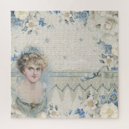 Shabby Chic Vintage Viktorianische Dame mit Blume Puzzle