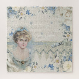 Shabby Chic Vintage Viktorianische Dame mit Blume Puzzle