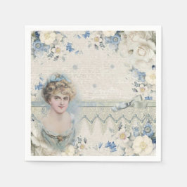 Shabby Chic Vintage Viktorianische Dame mit Blume Serviette