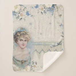 Shabby Chic Vintage Viktorianische Dame mit Blume Sherpadecke