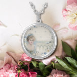 Shabby Chic Vintage Viktorianische Dame mit Blume Versilberte Kette<br><div class="desc">Shabby Chic Vintage Viktorianische Dame mit Blume und Ribbons Silver Necklace</div>