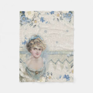 Shabby Chic Vintage viktorianische Dame mit Blumen Fleecedecke
