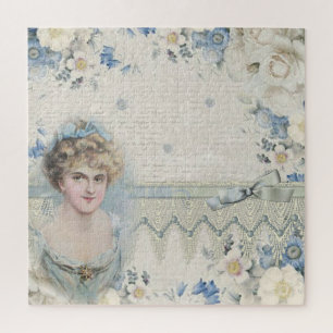Shabby Chic Vintage viktorianische Dame mit Blumen Puzzle