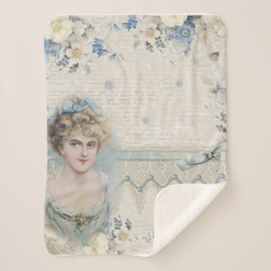 Shabby Chic Vintage viktorianische Dame mit Blumen Sherpadecke
