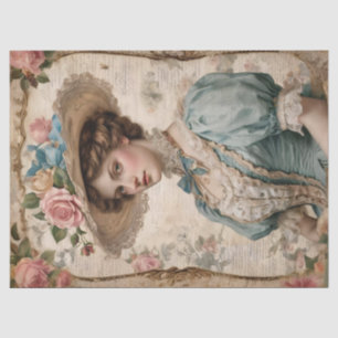 Shabby Chic Vintage Viktorianische Frau Seidenpapier
