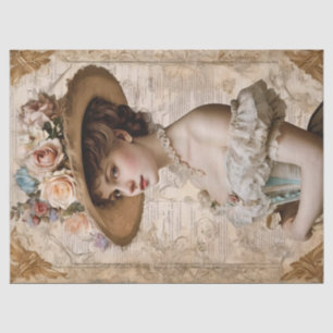 Shabby Chic Vintage Viktorianische Frau Seidenpapier