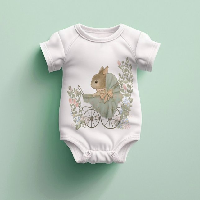 Shabby Chic Vintager Rabbit Baby Bodysuit Baby Strampler (Von Creator hochgeladen)