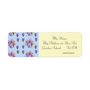 Shabby Chic Viola Blume Rücksendeadressen-Aufklebe