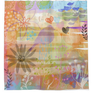 Shabby Chic-Vogel-Blumeniedliche Duschvorhang