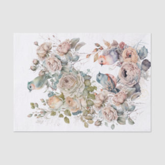 Shabby Chic Vogel und Rose Papiertaschpapier Seidenpapier