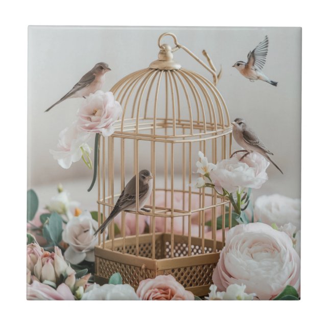 Shabby Chic-Vogelkäfig-Keramikfliese Fliese (Vorderseite)