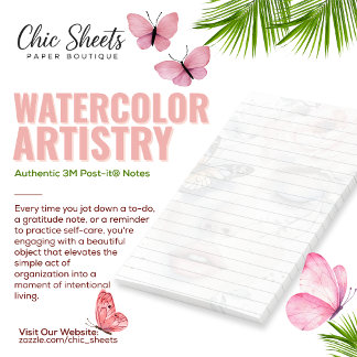 Shabby Chic Watercolor Artistry Design 3M Post-it Klebezettel