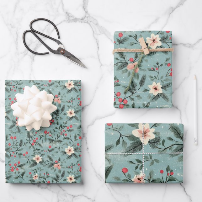 Shabby Chic Weihnachten Geschenkpapier Set (Vorderseite)