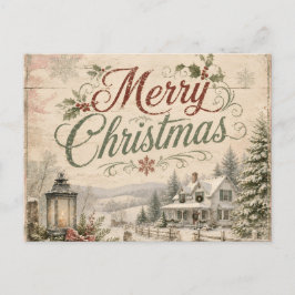 Shabby-Chic-Weihnachtspostkarte Feiertagspostkarte