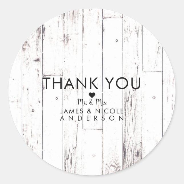 Shabby Chic Weißholz Rustikales Bauernhaus Stallge Runder Aufkleber (Vorderseite)