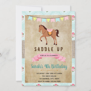 Shabby-Chic-Western-Pferdeparty-Einladung Einladung