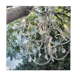 Shabby Chic White Crystal Chandelier Fliese
